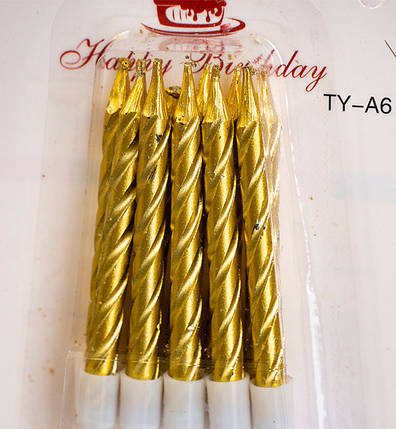 Свічки на день народження "Класика", золото металік, 10 шт., фото 2