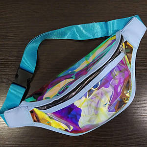 Сумка на пояс Бананка Голографічна Лазерна Галограма ТОП ЯКІСТЬ Блакитна