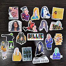 Набір вінілових наклейок стикерів Стикерпак Billie Eilish стикербомбінг на автотелефон ноутбук стіну 50 шт., фото 4