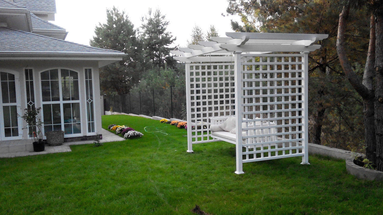 Садовая качеля пергола "Provence" 2,4*1,4м с комплектом непромокаемых подушек - фото 6 - id-p54954451