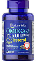 Omega-3 Fish Oil 1000 mg Plus Cholesterol Puritan's Pride, 60 капсул