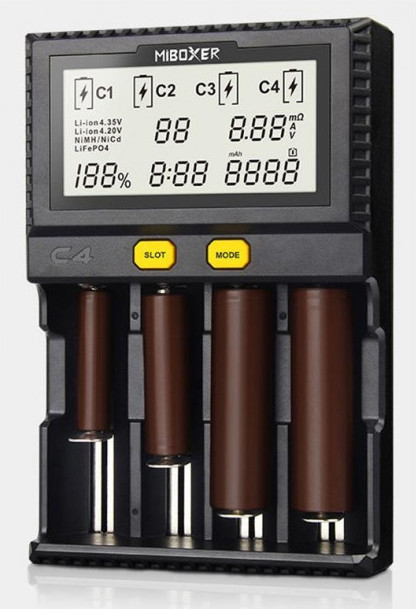 Профессиональное Зарядное Устройство Miboxer C4-12 LCD 4 Слота для Li ...