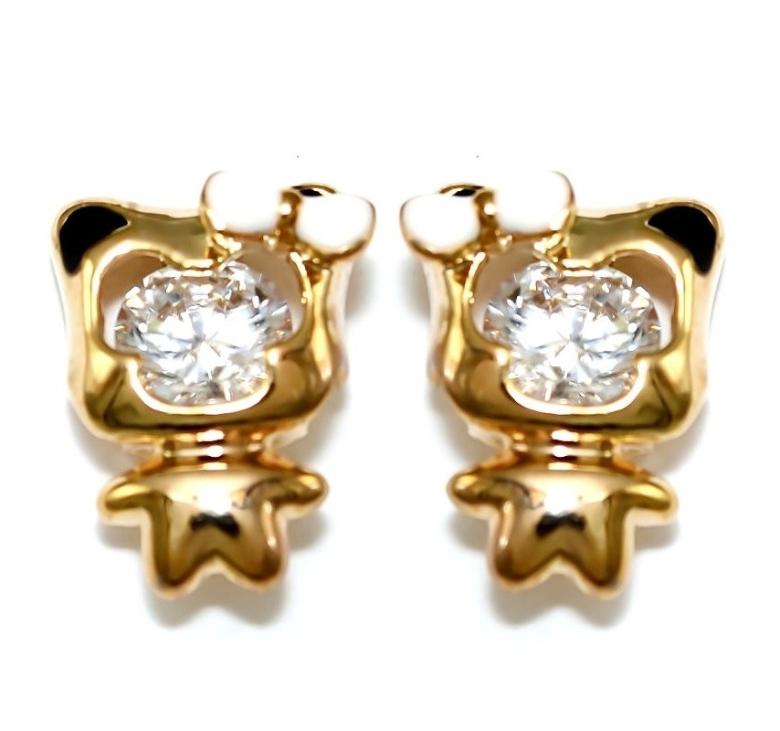 Сережки гвоздики. Колір оправи: позолота. Камені: циркон. Діаметр сережки: 12 мм.