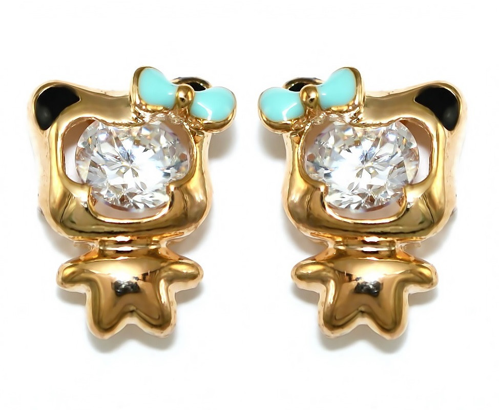 Сережки гвоздики. Колір оправи: позолота. Камені: циркон. Діаметр сережки: 12 мм.