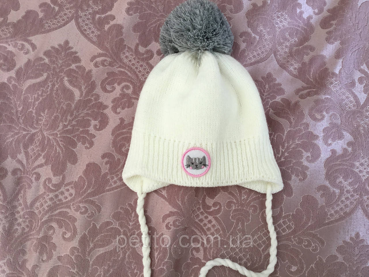 Дитяча подвійна шапочка з помпоном, фото 1