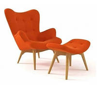 Кресло на ножках Флорино с табуреткой, оттоманкой, все цвета Оранжевый
