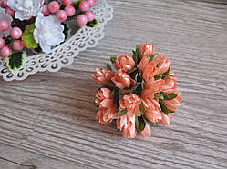 Тюльпани з тканини персикові 2 см — 20 шт