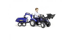 Дитячий трактор на педалях із причепом, переднім і заднім ковшем Falk 3090W Ranch 3-7 років
