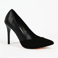 Жіночі елегантні шкіряні туфлі на шпильці чорні