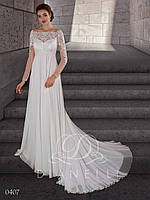 -Хит Продаж! Свадебное платье с Рукавами из Кружева, модель Dianelli 0407