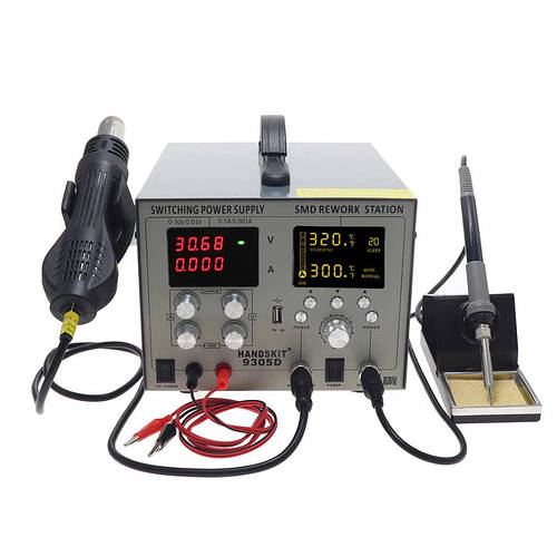 Паяльна станція HandsKit 9305D (паяльник+турбінний фен), 720W, 100-480 ...