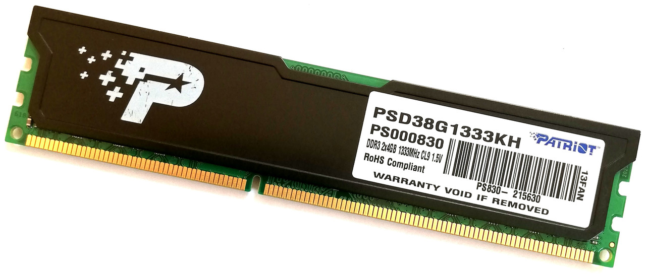 Игровая оперативная память Patriot DDR3 4Gb 1333MHz PC3-10600U 2R8 CL9 (PSD38G1333KH) Б/У, фото 1