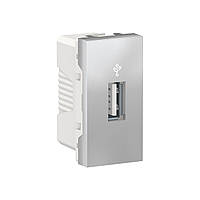 Розетка для передачи данных USB-коннектор 1 модуль Алюминий Unica New Schneider Electric NU342930