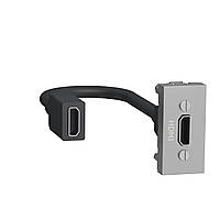 Розетка HDMI 1 модуль Алюминий Unica New Schneider Electric NU343030