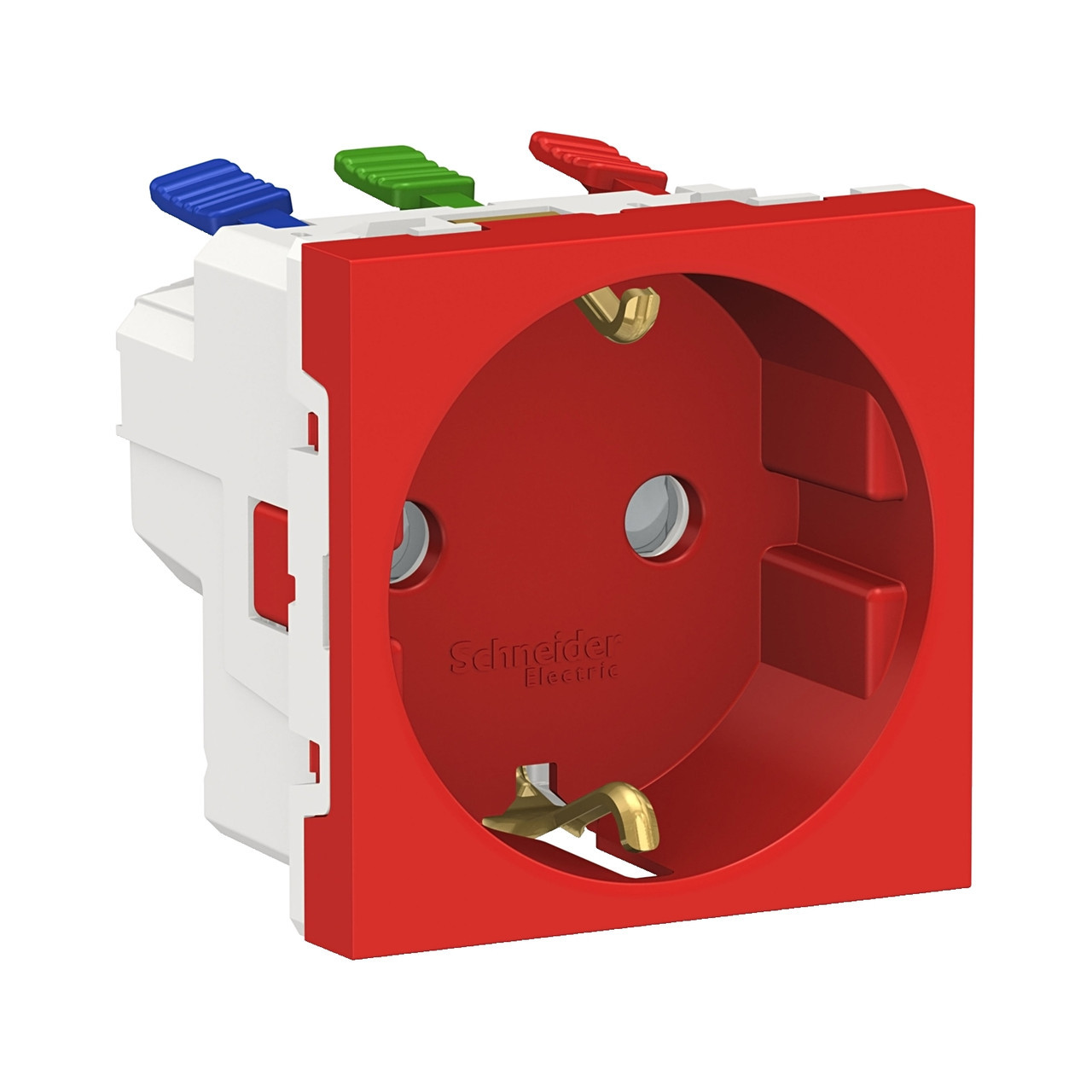 Розетка з з/к з шторками Червона Unica New Schneider Electric NU305703