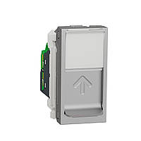 Розетка компьютерная RJ45 одинарная категория 5 UTP 1 модуль Алюминий Unica New Schneider Electric NU341030