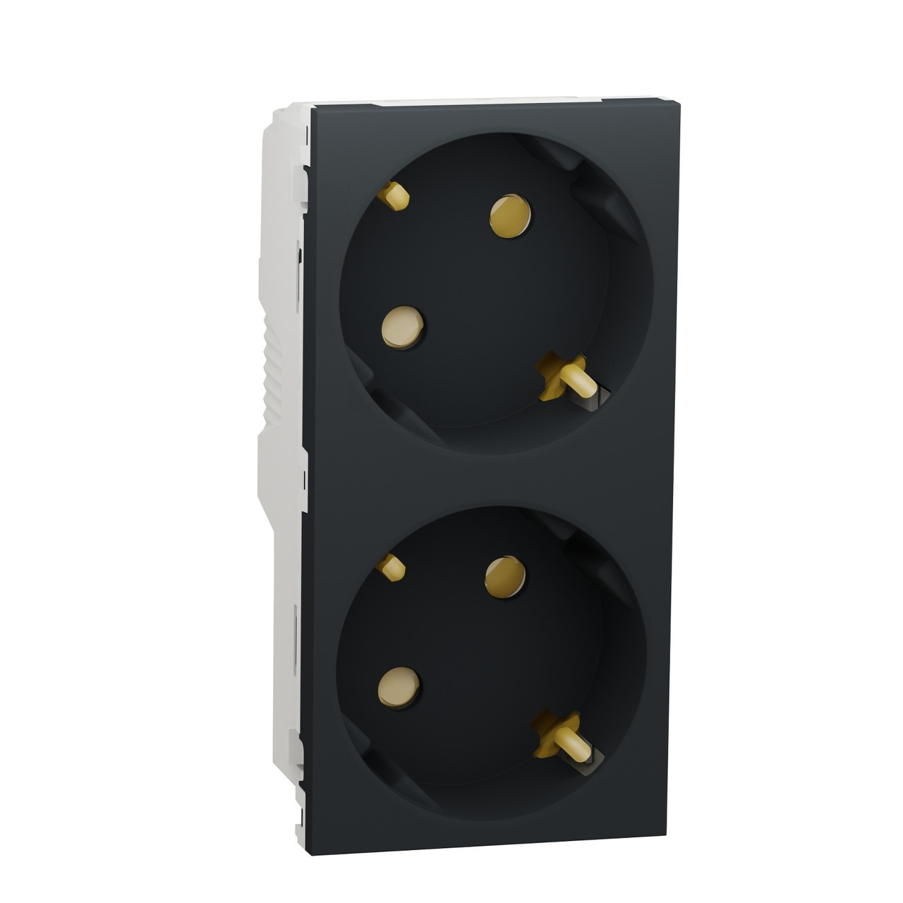 Розетка подвійна під кутом 45° з з/к з шторками Антрацит Unica New Schneider Electric NU306754A