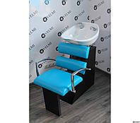 Мойка парикмахерская Shelley с креслом Tiffany керамика Украина белая, экокожа Rainbow Lazer Blue (Velmi TM) Космо - Італія (біла, чорна)