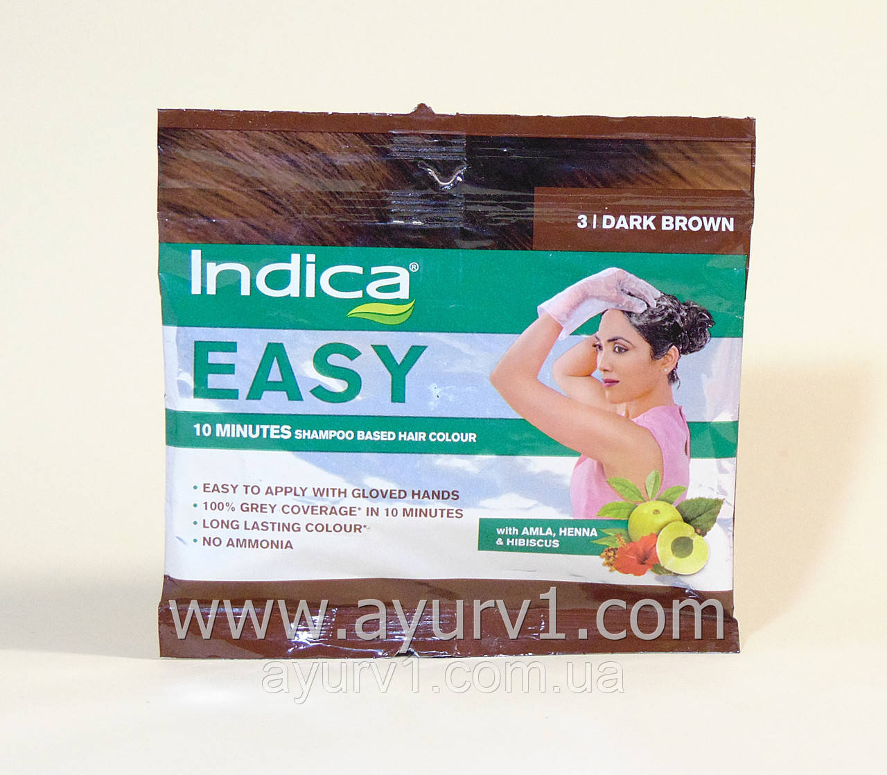 Натуральна чорна фарба для волосся 10 хвилинка, Індика/Indica easy hair color, Black 1/25 мл