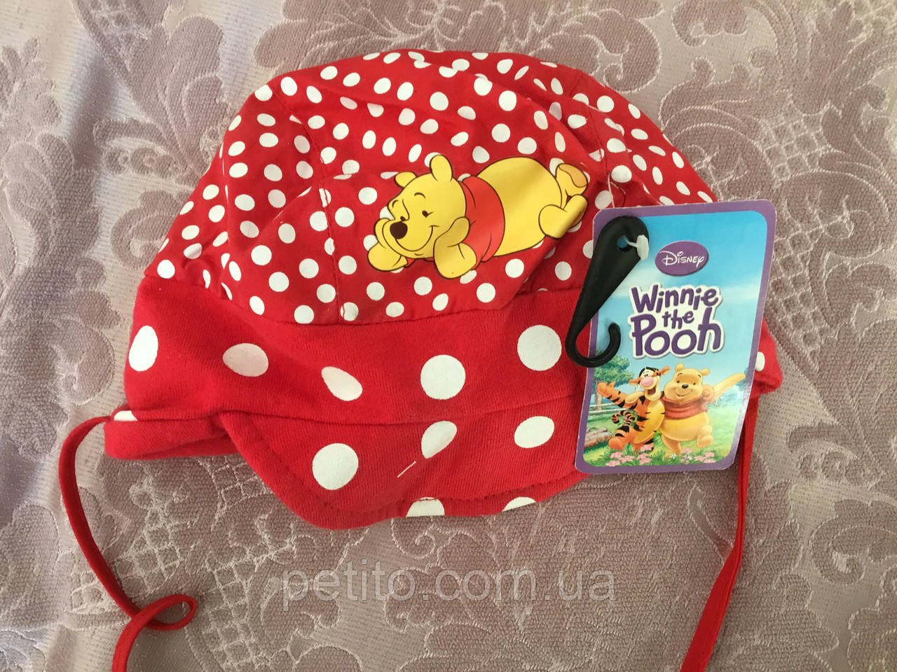 Бавовняна шапочка для дівчинки з Вінні-Пухом, фото 1