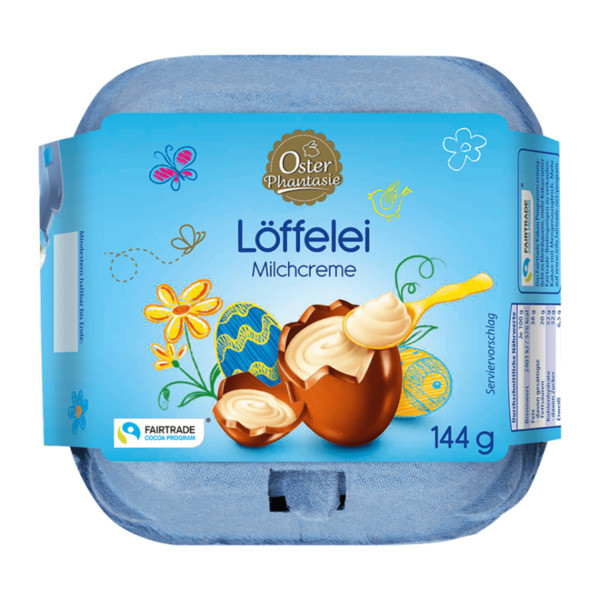 Шоколадные яички в лотке Oster Phantasie Löffelei Milchcreme, 144 гр ...