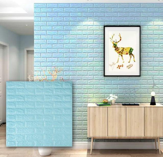 Декоративная 3Д панель стеновая Бирюзовый Кирпич самоклеющиеся 3d панели для стен 700x770x5 мм (2-5мм) - фото 5 - id-p1147816110