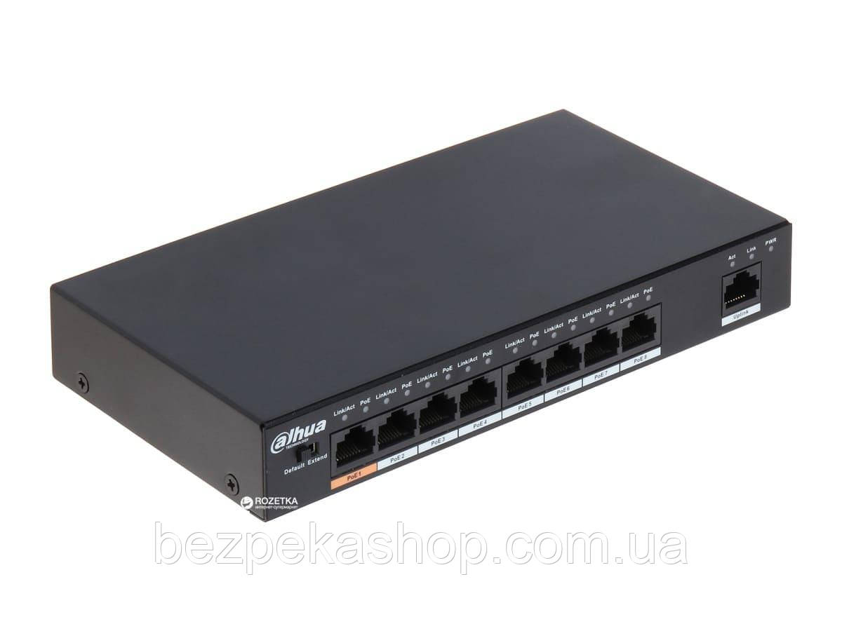 Dahua PFS3009-8ET-96 комутатор 9-портовий, 8 з них з PoE