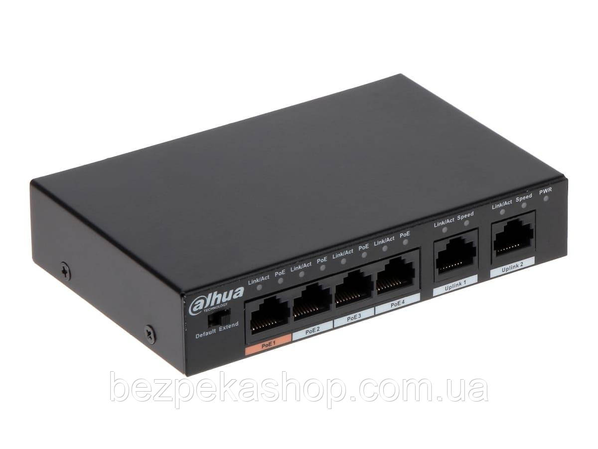 Dahua DH-PFS3006-4ET-60 комутатор 6-портовий, 4 з них з PoE