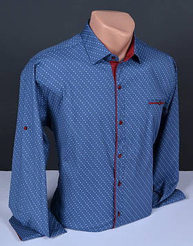 Чоловіча сорочка Grand Men синя з візерунком Туреччина 1079