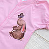 Бавовняний чоловічок комбінезон на кнопках рожевий Зайчик Minikin, фото 2