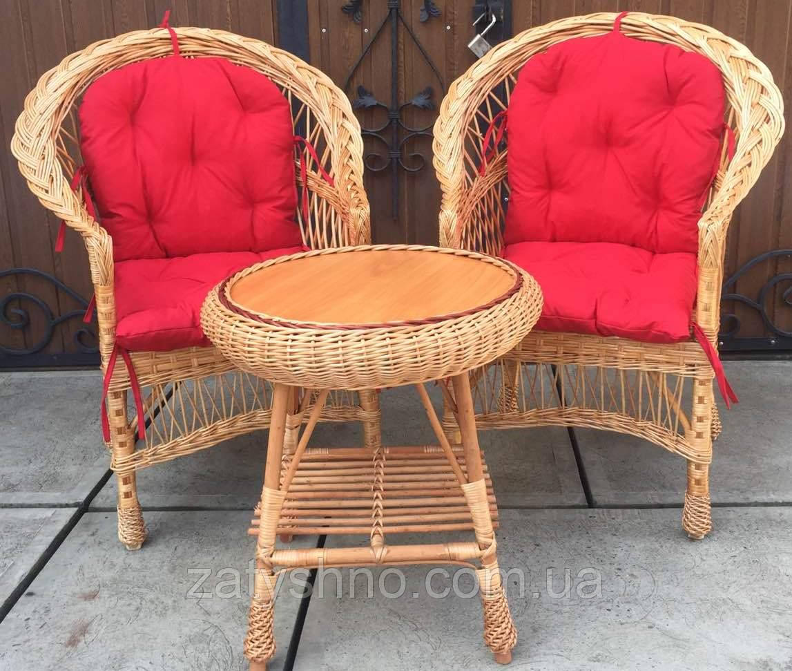 Мебель плетеная из лозы | набор плетеной мебели с подушками | 2 кресла и стол из лозы - фото 7 - id-p1147900675