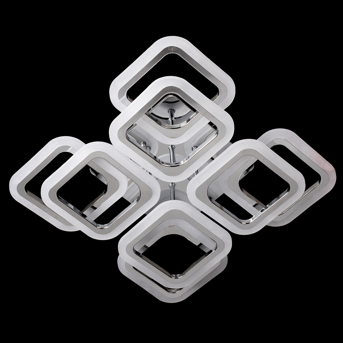 Люстра світлодіодна з пультом, хромові квадрати, 4 режими, фото 1