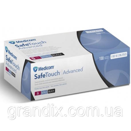 Рукавички нітрилові Medicom чорні, black (XS)