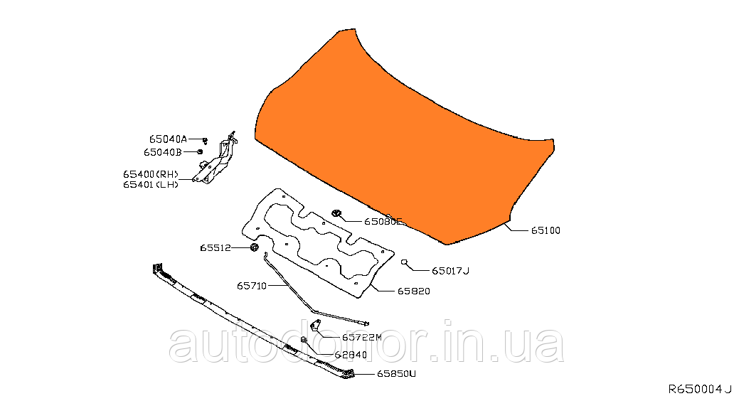 Капот Nissan Leaf ZE1 (18-) 65100-5SA0A