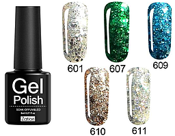 Гель-лак із блискітками, Zation, Набір 5 шт.