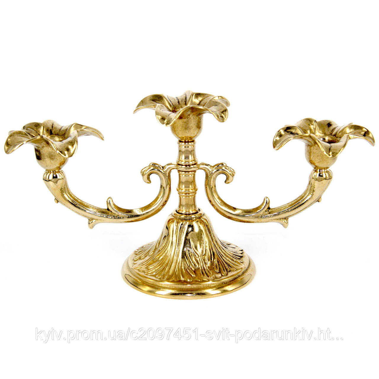 Підсвічник на 3 свічки квітка бронзовий 80.379 Італія, фото 1