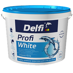 Фарба латексна акрилова для стін і стель Delfi Profi White біла 1,4 кг