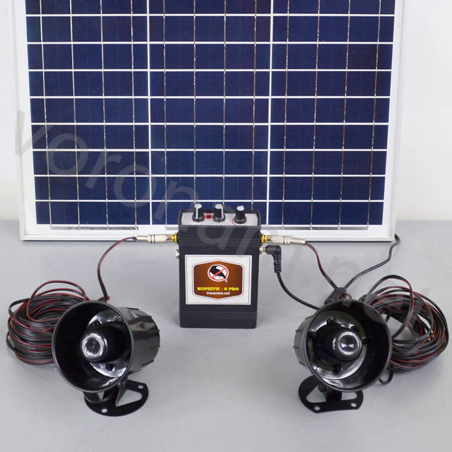 Звуковий відлякувач птахів КОРШУН-8 SOLAR сонячний з акумулятором