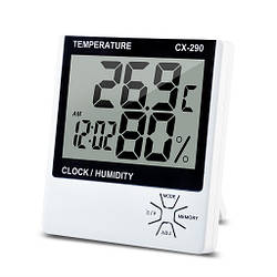 Цифровий термогігрометр CX-290 (термометр: -50 °C~+70 °C; гігрометр: 10%-99%), годинник, будильник