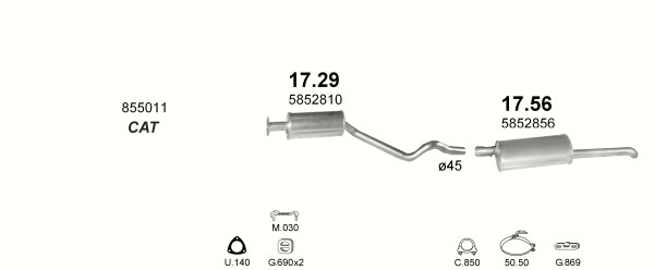 Глушник Opel Astra 92-96/Kadett E 84-91 SDN 17.56 POLMO