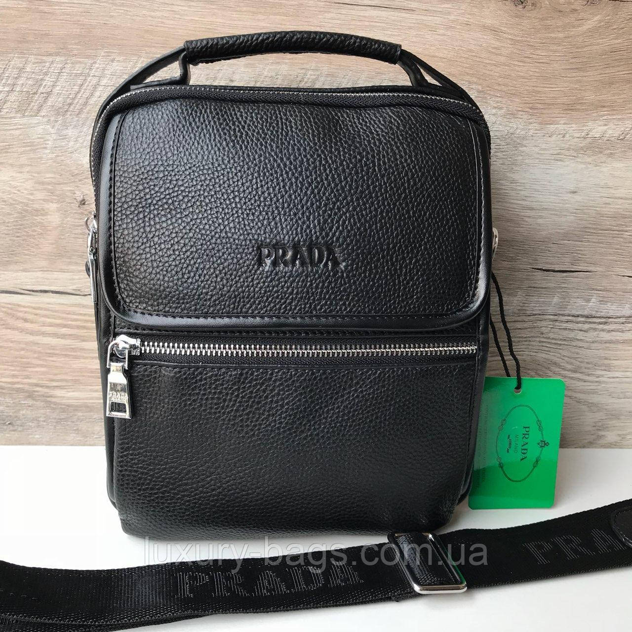 Чоловіча шкіряна сумка через плече Prada Прада