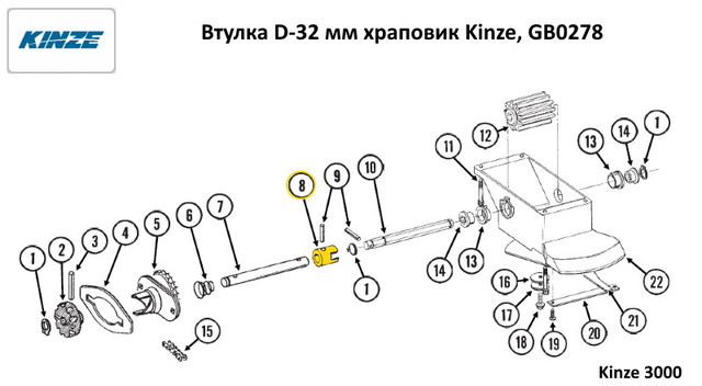 書 GB0278 Втулка D-32 мм храповик Kinze, GB0278 Муфта