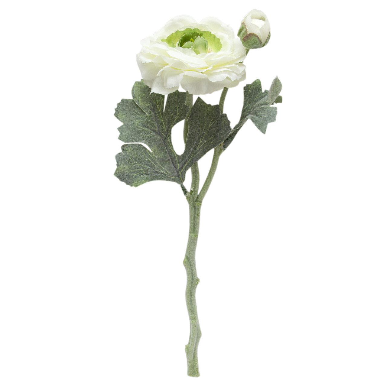 Штучна квітка Жовтець, тканина, пластик, 35 см, білий (630065)