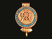 Гао Серебро Позолота Круг Символ Колесо 4,5х2,8х1,1 см Золотистый (13517)
