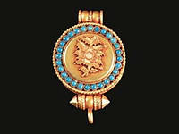 Гао Серебро Позолота Круг Символ Лотос 4,5х2,8х1,1 см Золотистый (13604)