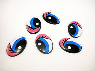 Синьо-рожеві Очі для іграшок з повіками 20 мм. Овальні оченята для рукоділля та ляльок Фурнітура для виробів