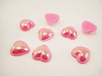 Напівнамистина "Серце" 10 мм рожева без отворів декоративна для декору, рукоділля, хобі