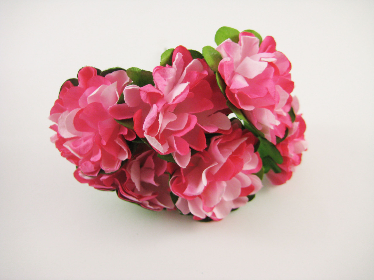 Квітка на дроті тканинна рожева 6 штук/пучок для рукоділля, хобі, декору