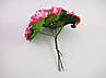 Квітка на дроті тканинна рожева 6 штук/пучок для рукоділля, хобі, декору, фото 2