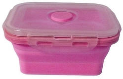 Контейнер для їжі з силікону Stenson MH-3392 об'ємом 350 мл, рожевий.